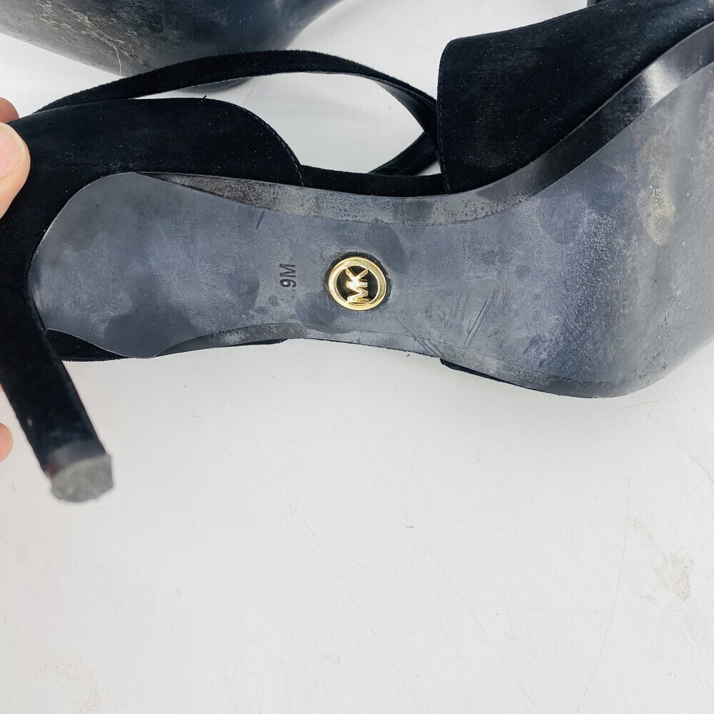 Michael Kors Black Heels Size 9 Suede Estee Sandal Criss Cross Straps W/ Shoebox - Picture 7 of 11
